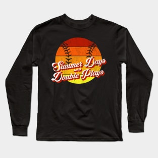 70s Style Retro Baseball Summer Days and Double Plays design graphic Long Sleeve T-Shirt